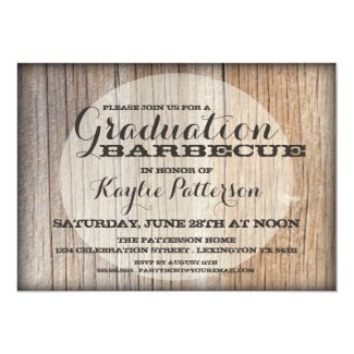 Graduation Country Wood BBQ Grad Party Invitation 5" X 7" Invitation Card