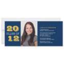Graduation custom photo invitation blue class of invitation