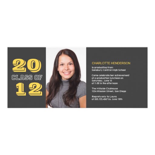 Graduation custom photo invitation gray class of