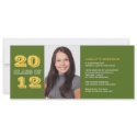 Graduation custom photo invitation green class of invitation