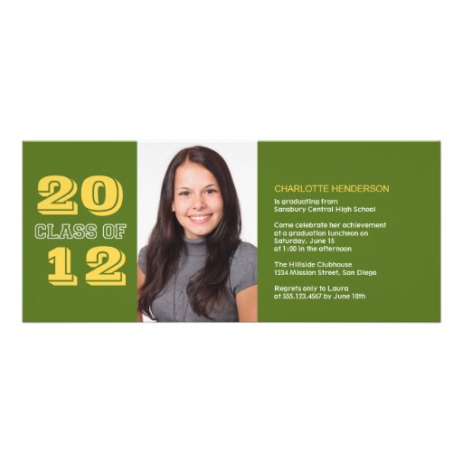 Graduation custom photo invitation green class of