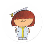 Graduation Girl Round Stickers