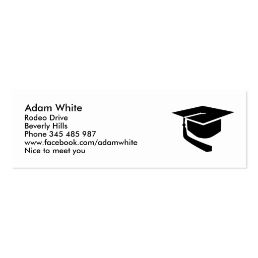 Graduation hat business card template (front side)