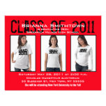 Graduation Invitation Add 3 Photos Red A1