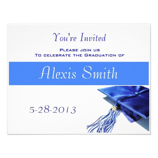 Graduation Invitation - Blue Cap and Tassle