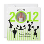 Graduation Invitation Cheerleader Add Photo Green zazzle_invitation