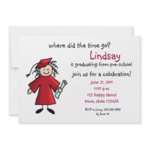 Graduation Invitation--Girl, Red