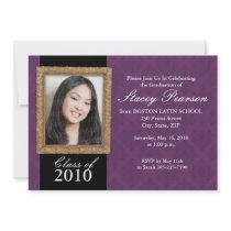 Graduation Invitation - Gold Frame & Damask