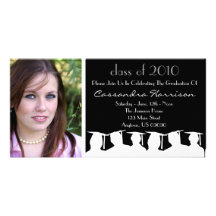 Graduation Invitation Photo Card Black Silhouette