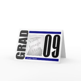 Graduation Invitation Photo Card blue card