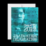 Graduation Invitation Photo Insert Mosaic Blue 1