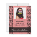 Damasco de la invitación de la graduación, rosado invitaciones by cutencomfy Damasco de la invitación de la graduación, rosado invitaciones