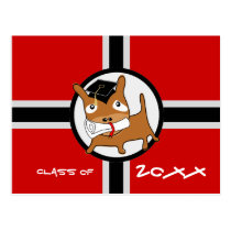 Graduation Invitation Postcard Puppy Red 1 postcards