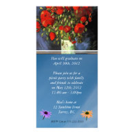 Graduation Invitation. Vase with Red Poppies Photo Card