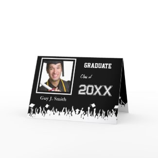 Graduation Invitation Your Photo Silhouette Crowd Greeting Card