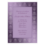 Graduation Invite Lilac Metallic Damask Pattern