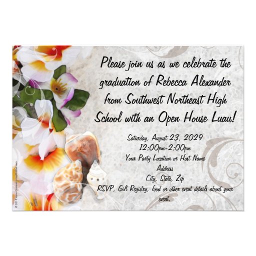 Graduation Luau Open House Custom Announcement