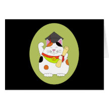 Graduation Maneki Neko Greeting Card