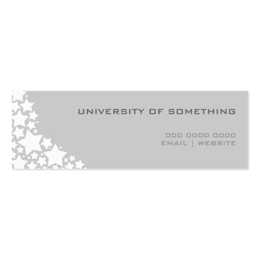 Graduation Name Card Light Grey White Stars Business Cards (back side)