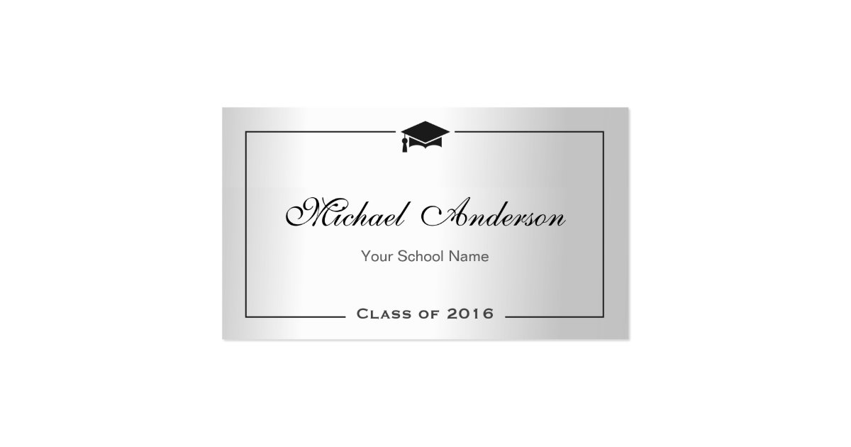 graduation name card namecard silver metallic look zazzle graduation name card