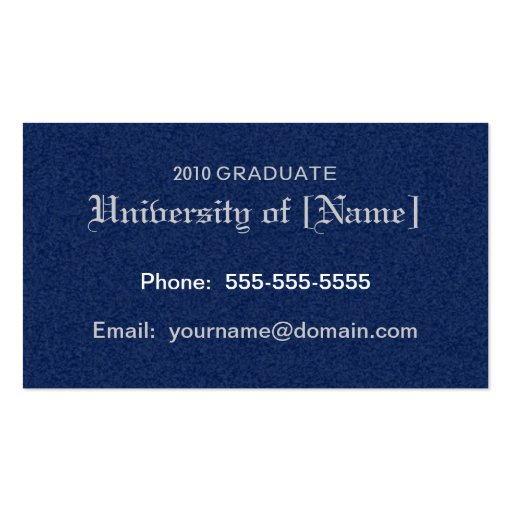 Graduation Name Cards - 2010 Business Card Templates (back side)