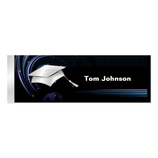 Graduation Name Cards - Blue and Silver Business Card (front side)