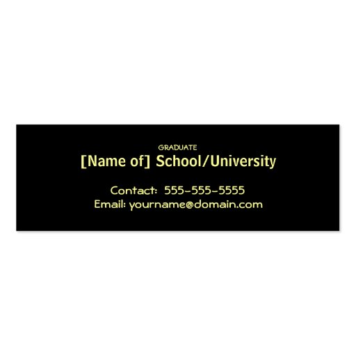 Graduation Name Cards - Class of 2009 - Gold Business Card (back side)
