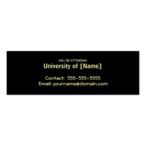 Graduation Name Cards - Class of 2009 - Gold Business Card (back side)