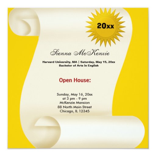 graduation open house yellow card zazzle open house cards