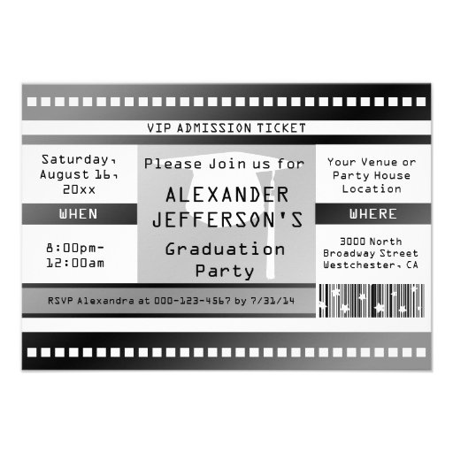 Graduation or Party Admission Ticket Announcement (front side)