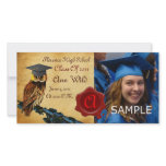 GRADUATION OWL PARCHMENT AND RED WAX SEAL MONOGRAM photo cards