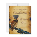 GRADUATION OWL PARCHMENT BROWN WAX SEAL MONOGRAM invitations