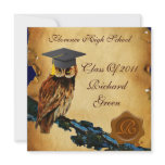 GRADUATION OWL PARCHMENT BROWN WAX SEAL MONOGRAM invitations