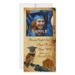 GRADUATION OWL PARCHMENT BROWN WAX SEAL MONOGRAM photo cards