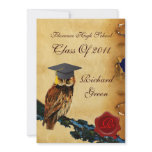 GRADUATION OWL PARCHMENT RED WAX SEAL MONOGRAM invitations