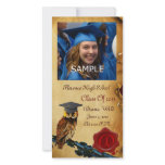 GRADUATION OWL RED BROWN WAX SEAL MONOGRAM photo cards