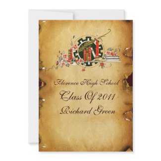 GRADUATION PARCHMENT AND RED WAX SEAL MONOGRAM invitation