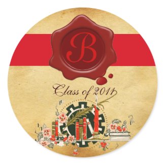 GRADUATION PARCHMENT AND RED WAX SEAL MONOGRAM sticker
