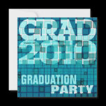 Graduation Party Blue Mosaic Invitation