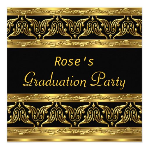Graduation Party Gifts Gold Black Personalized Invitations