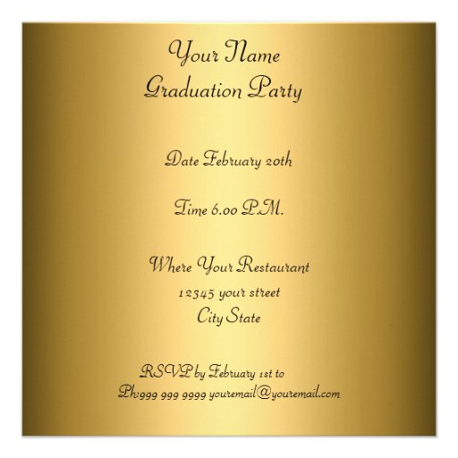 Graduation Party Gifts Gold Black Personalized Invitations