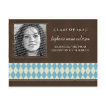 Graduation Party Invitation-Argyle Charm Postcard