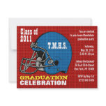 Graduation Party Invitation Football Helmet Blue