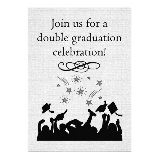 Graduation party Invitation for twins (front side)
