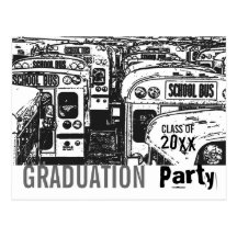 Graduation Party Invitation Gray Postcard