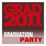 Graduation Party Invitation Pixelate Red Black