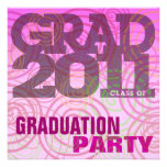 Graduation Party Invitation Twirl Pink Cherry