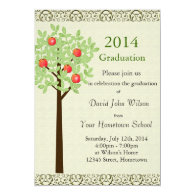 Graduation party invitations. Apple fruit tree. Personalized Invite
