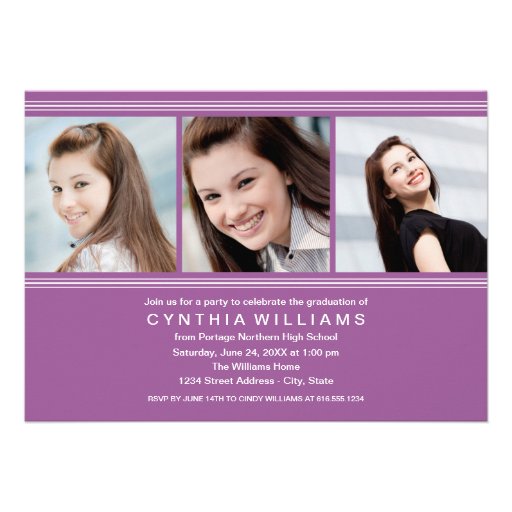 Graduation Party Invitations | Classic Stripes (front side)