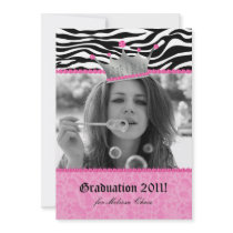 Graduation Party leopard Crown Lace Heart Pink Invitations